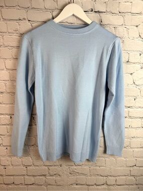 Vintage‎ Inspired Light Blue Crewneck Sweater Pastel Knit Preppy Classic